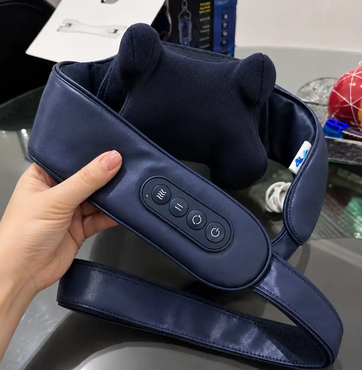 Massageador de Pescoço Elétrico Shiatsu Sem Fio 6d - Relaxmedic Cor Azul-marinho